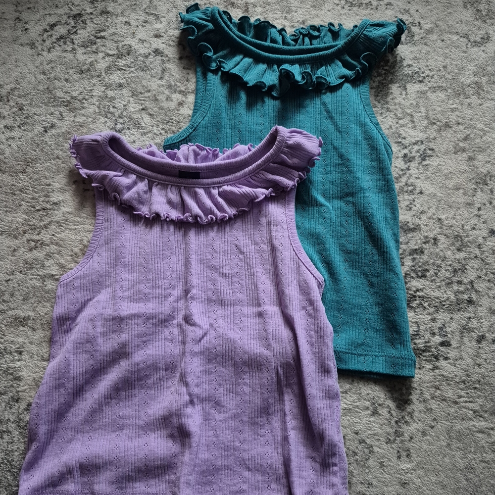 Old Navy Kids Ruffled Sleeveless Tops - Lavender & Teal